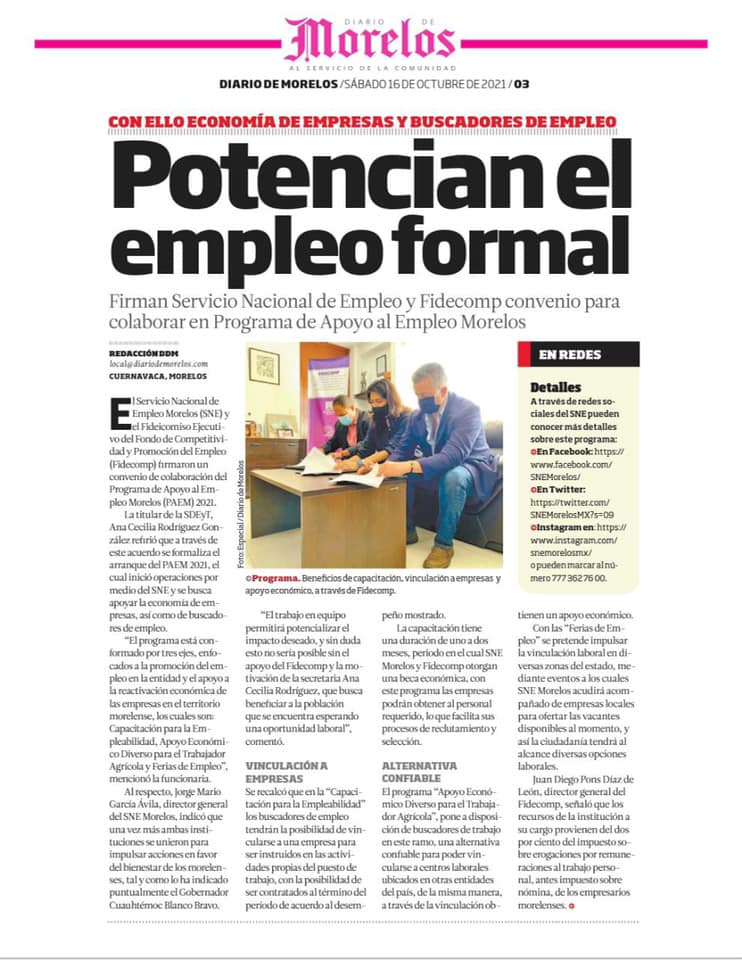 SNE Y Fidecomp Potencian La Economía De Empresas Y Buscadores De Empleo ...